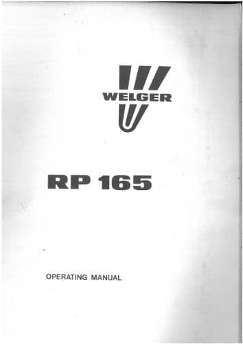 Welger Baler RP165 Operators Manual RP 165