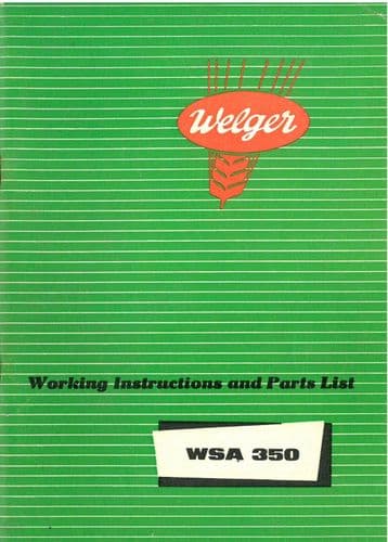 Welger Baler WSA350 Operators Manual and Parts List - WSA 350