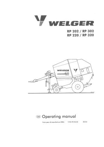 Welger Round Baler RP202 RP220 RP302 RP320 Operators Manual