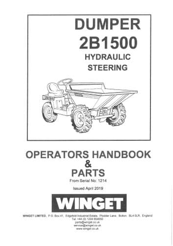 Winget Dumper 2B1500 Operators & Parts Manual