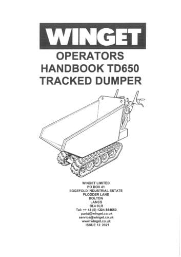 Winget Tracked Dumper TD650 Operators Manual