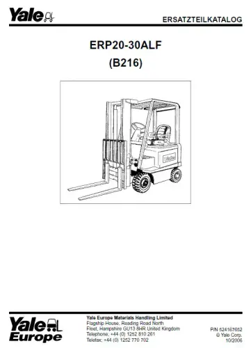 Yale Forklift ERP20-30ALF Parts Manual