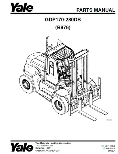 Yale Forklift GDP170-280DB Parts Manual