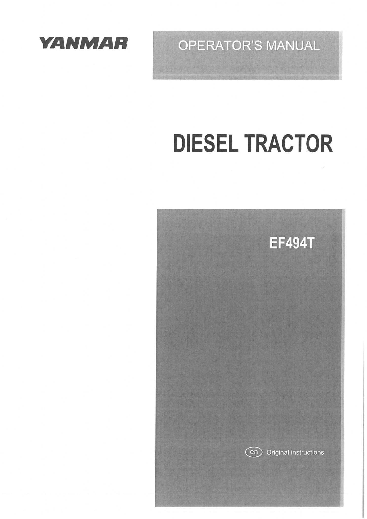 Yanmar Diesel Tractor EF494T Operators Manual