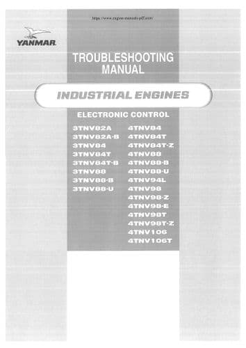 Yanmar Industrial Diesel Engine 3TNV82A 3TNV82A-B 3TNV84 3TNV84T 3TNV84T-B Troubleshooting Manual