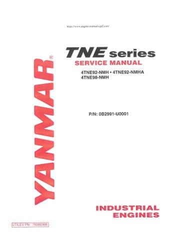 Yanmar Industrial Diesel Engine 4TNE92NMH 4TNE98NMH 4TNE92NMHA Workshop Service Manual
