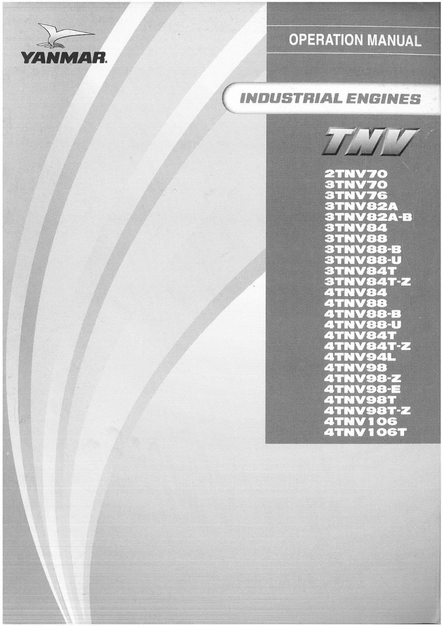 Yanmar Industrial Diesel Engine TNV Series - 2TNV70 3TNV70 3TNV76 ...