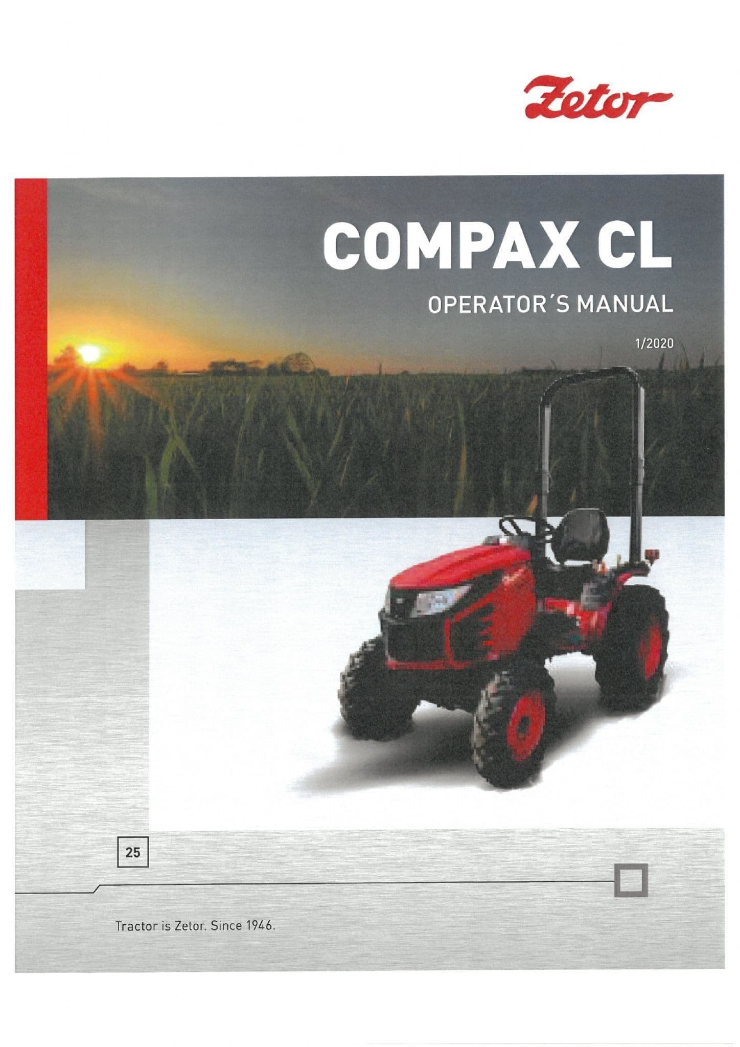 Zetor Tractor Compax CL 25 Operators Manual - CL25