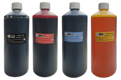 4 x 1000ml Edible Ink Set (Cyan, Magenta, Black & Yellow)