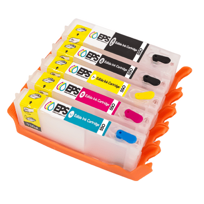 5 x Refillable Canon Compatible Edible Ink Cartridges PGI550 / CLI551 (iX6850/iP7250)