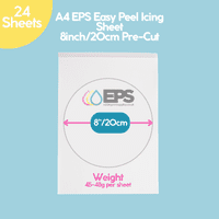 8 inch Pre Cut EPS Easy Peel Edible Icing Sheets| For 8inch Round Cake Toppers | Edible Print Supplies
