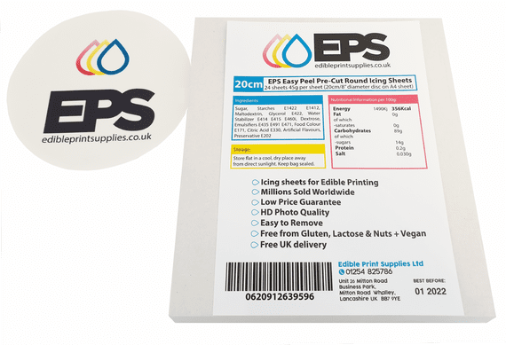 8 inch Pre Cut EPS Easy Peel Edible Icing Sheets| For 8inch Round Cake Toppers | Edible Print Supplies