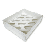 White 12-Hole Cupcake Boxes with Clear Lids (Extra-Tall, 90mm) - Pack of 5 - Holds 12 Cupcakes