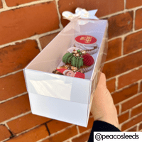 White Cupcake Box with Clear Lid (Extra-Tall, 90mm) - Pack of 5 - Holds 3 Cupcakes