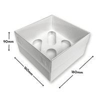 White Cupcake Box with Clear Lid (Extra-Tall, 90mm) - Pack of 5 - Holds 3 Cupcakes
