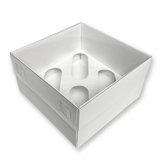White Cupcake Box with Clear Lid (Extra-Tall, 90mm) - Pack of 5 - Holds 3 Cupcakes