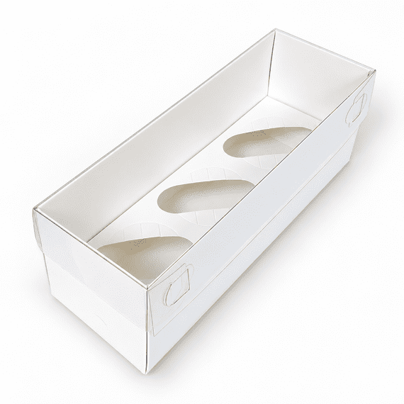 White Cupcake Box with Clear Lid (Extra-Tall, 90mm) - Pack of 5 - Holds 3 Cupcakes