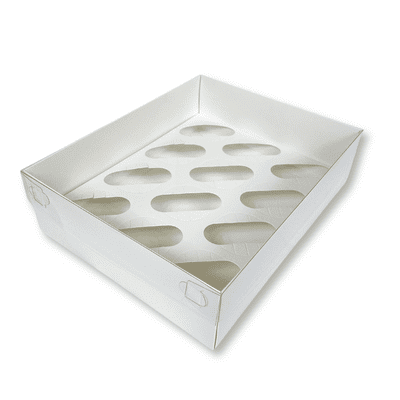 BULK OFFER - Extra-Tall White Cupcake Boxes with Clear Lid (Holds 12) - 10 x Packs of 5 (50 Boxes)