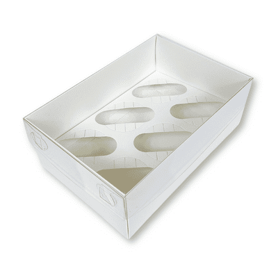 BULK OFFER - Extra-Tall White Cupcake Boxes with Clear Lid (Holds 6) - 10 x Packs of 5 (50 Boxes)