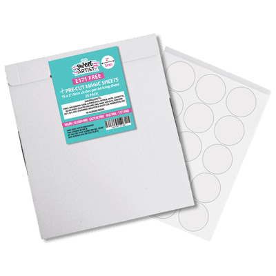 CLEARANCE Sweet Artist 2 inch (5cm) E171 Free Pre-Cut Round Icing Sheets (BB 02/2026)