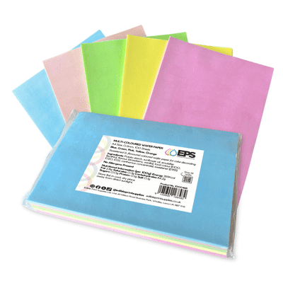 EPS Multi-Coloured Wafer Paper 0.3mm (100 Sheets) - Blue, Green, Pink, Yellow, Orange