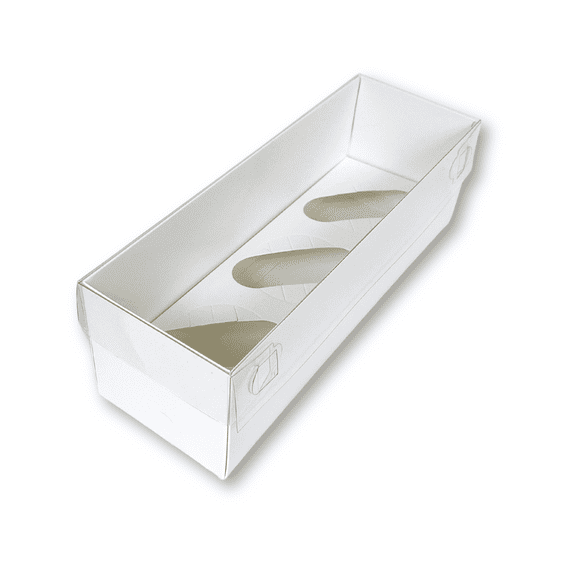 White Cupcake Box with Clear Lid (Extra-Tall, 90mm) - Pack of 5 - Holds 3 Cupcakes