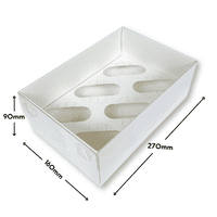 White Cupcake Box with Clear Lid (Extra-Tall, 90mm) - Pack of 5 - Holds 6 Cupcakes