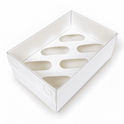 Extra-Tall White Cupcake Box with Clear Lid (Holds 6) - Pack of 5