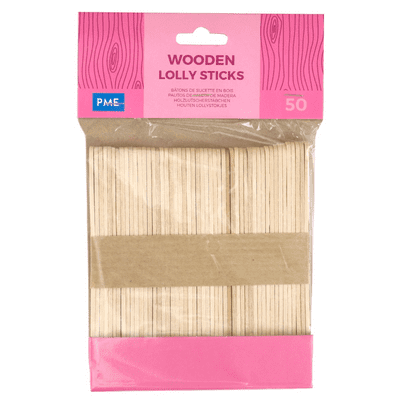 PME Wooden Lolly Sticks, Pack of 50