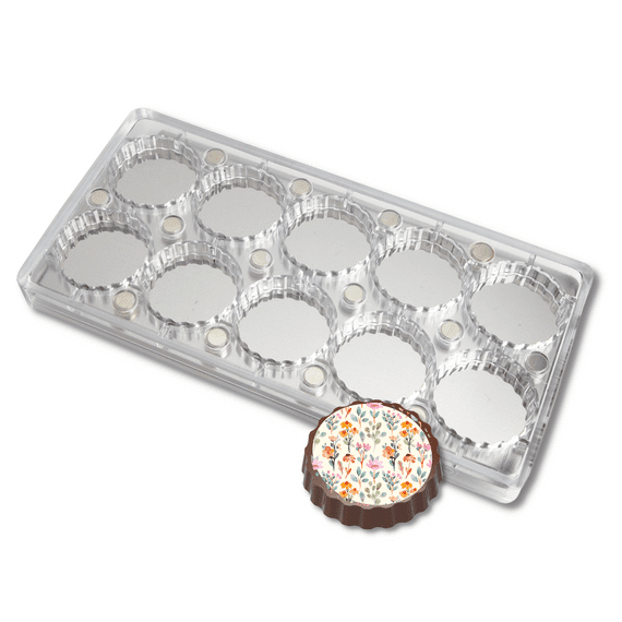 Polycarbonate Magnetic Chocolate Mould - Large Fluted Circles | Edible Print Supplies