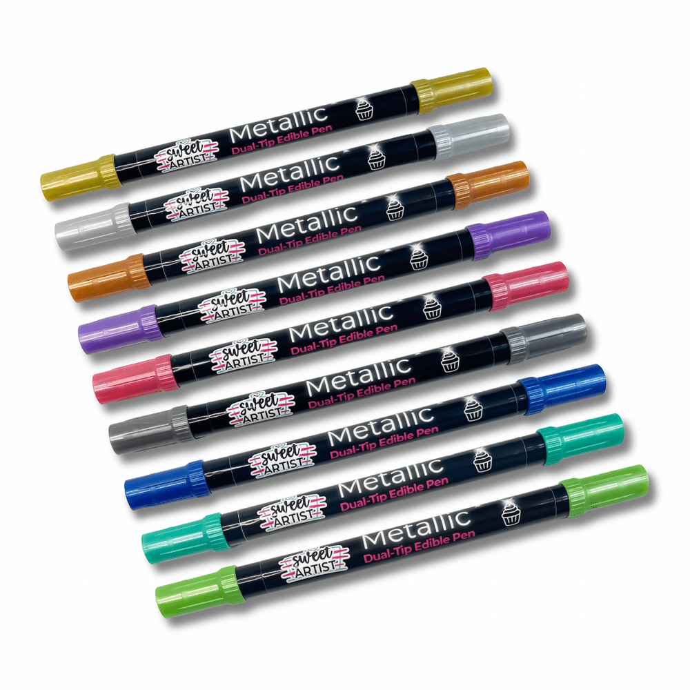 Metallic Edible Pens (DualTip) Set of 9 Metallic Colours Sweet