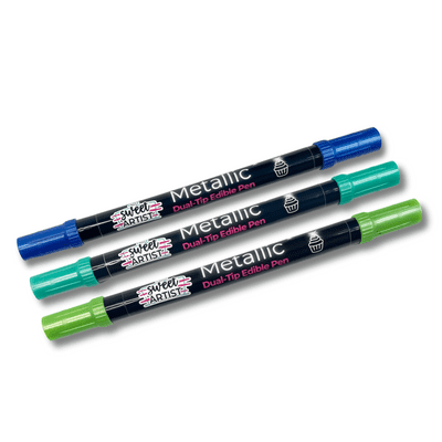 Sweet Artist Metallic Dual-Tip Edible Pens - Pack of 3 (Blue, Turquoise & Green)