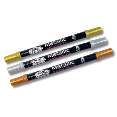 Sweet Artist Metallic Dual-Tip Edible Pens - Pack of 3 (Gold, Silver & Bronze)