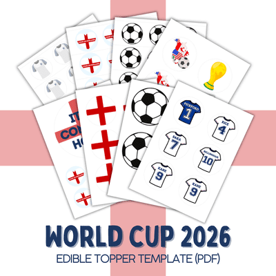 World Cup 2026 England - Edible Topper Template - Ready-to-Print Digital Download