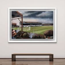 Borough Park, Workington AFC 1977 v Newport County similar original unframed artwork 20'' x 30''