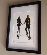 Bradford City 'Love Match' original artwork painted in acrylic in 16'' x 12''frame