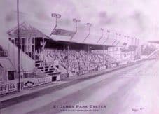 Exeter City drawn in graphite 20'' x 30'' approx poster print