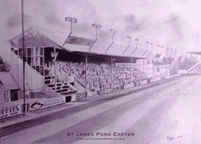 Exeter City - Main Stand drawn in graphite - A3 Unframed print