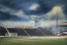Floodlights and Cranes, Cappielow Park Greenock Morton- 20'' x 30'' Box Canvas