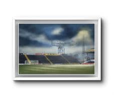 Floodlights and Cranes, Cappielow Park Greenock Morton UNFRAMED original artwork 51cm x 76cm