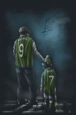 Personalised Going to the Match, Hibs man & boy Your own name and numbers 20'' x 30'' canvas