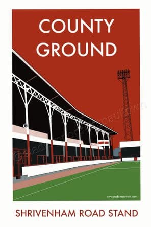 The County Ground, Swindon Town    contemporary art- unframed A3 Print