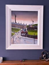 Valley Parade Bradford City  Lowry Style original UNFRAMED painting - on  board 90cm x 70cm
