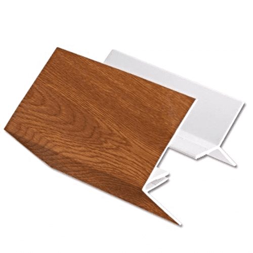 Shiplap Cladding 2 Part External Corner Trim UPVC Golden Oak