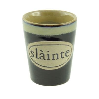 'Slainte' Shot Glass | Black Stoneware Glass | Dishwasher Safe | Whisky, Vodka, Tequila |