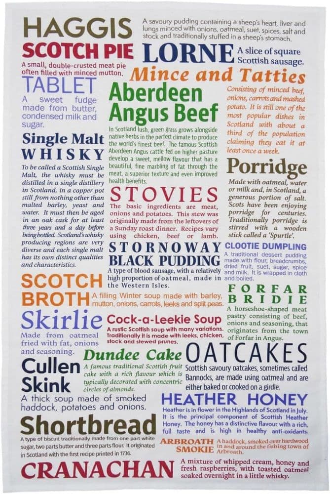 100 Cotton Tea Towel - Set of 2 - Scottish Delicacies - Scottish ...