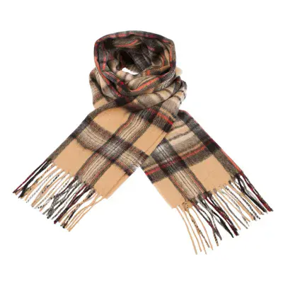 100% Lambswool Scarf - Camel Stewart Tartan