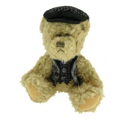 25cm Boy Teddy Bear with Harris Tweed Clothing in Black/Grey Tweeds