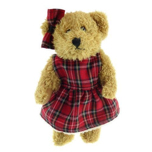 25cm Girl Bear dressed in Royal Stewart Tartan