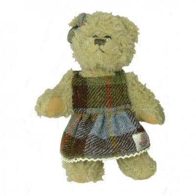 25cm Girl Teddy Bear with Harris Tweed Clothing in MacLeod Tartan